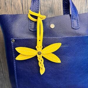 Portland Leather Dragonfly Charm HELLO YELLOW FAST SHIP Bag Purse Charm NEW!